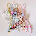 Pastel Bead Keychain: Handmade Keyring Charm, Bag Accessory