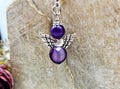 Engel-Anhänger Achat,Amethyst, Schutzengel,Edelstein, Auto,Glücksbringer Halskette,Geschenk Ruhe,Heilstein