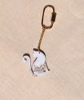 Cute Cat Bag Charm / Keychain in White and Gold