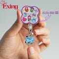 Kpop Demon Hunter Badge Reel, Mira Rumi Zoey Huntrix Shake Glitter Retractable ID Holder Cute Sparkly Nurse Teacher Work Gift,Derpy Cute Cat
