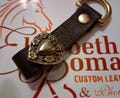 LADIES LEATHER KEYCHAIN; Heart Concho Keychain; Black Leather Keychain; Western Leather Gift; Third Anniversary Gift; Western Fashion Keyfob