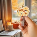 Floral Pumpkin Badge Reel, Cute Halloween ID Holder, Fall Ghost Badge Reel, Autumn Nurse Badge Clip, Retractable Name Tag Holder