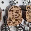 Solid walnut If I die, please water my plants Keychain