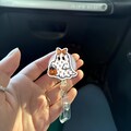 Cute Ghost Badge Reel, Halloween ID Holder for Nurse, Spooky Cherry Pattern Retractable Badge, Kawaii Teacher Lanyard, Fall Office Gift