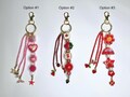Pink & red whimsical keychain - bag charm