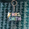 Personalized Teacher Keychain: Acrylic Rainbow Pencil & Ghost Key Ring