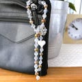 Easy Tie-On Beaded Handbag Charm with Chunky Heart, Elegant Purse Accessory
