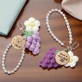 Crochet grape keychain,handmade crochet grape keychain,crochet flower and grape keychain set,backpack charm,gift for friends,custom tags