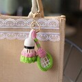 Handmade Crochet Badminton Keychain Set – 6 Colorful Racket Bag Charms, Sporty Gift for Friends, Car Hanger, Cute Handmade Accessory