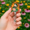 Possum Badge Reel – Funny Dumpster Fire Nurse ID Holder Retractable Clip