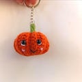 Knitted little pumpkin keychain Handmade crochet Halloween plushie bag / backpack charm, car accessories