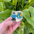 Teacher Badge Reel - Funny Raccoon ID Holder with Quote Weird Teachers Build Character - Cute Retractable Lanyard Gift