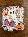 Glitter Halloween Ghost Nurse Badge Reel: Handmade Healthcare Gift