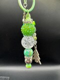 Winter Pine Snowflake Purse Charm: Green, White & Silver Tassel Fob