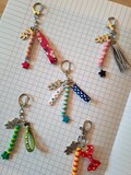 Personalized keychains with a teddy bear / personalized bag charms with a teddy bear