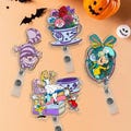 Vintage Alice In Wonderland Characters Badge Reel, Funny Cheshire Cat Mad Hatter Badge, Retractable ID Badge Holder, Disney Nurse Badge Gift