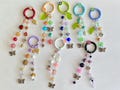 multicolor beaded flower keychains